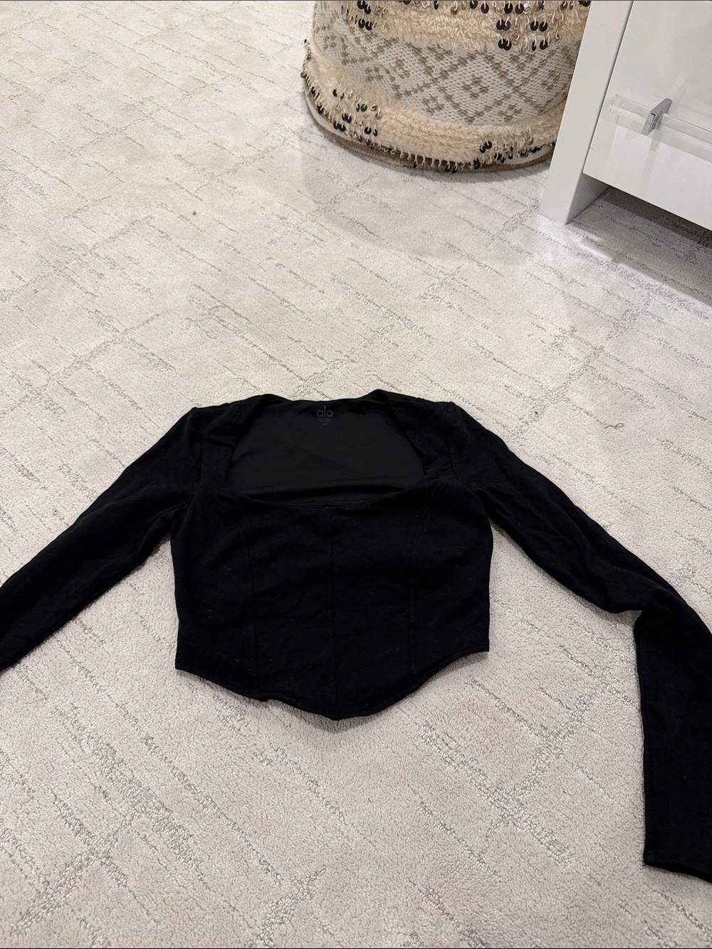 ALO Yoga Black Long-Sleeve Cropped Top